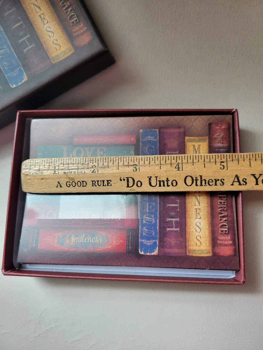 Stacked Books Notecards - Inspirational Words, Multi-Color